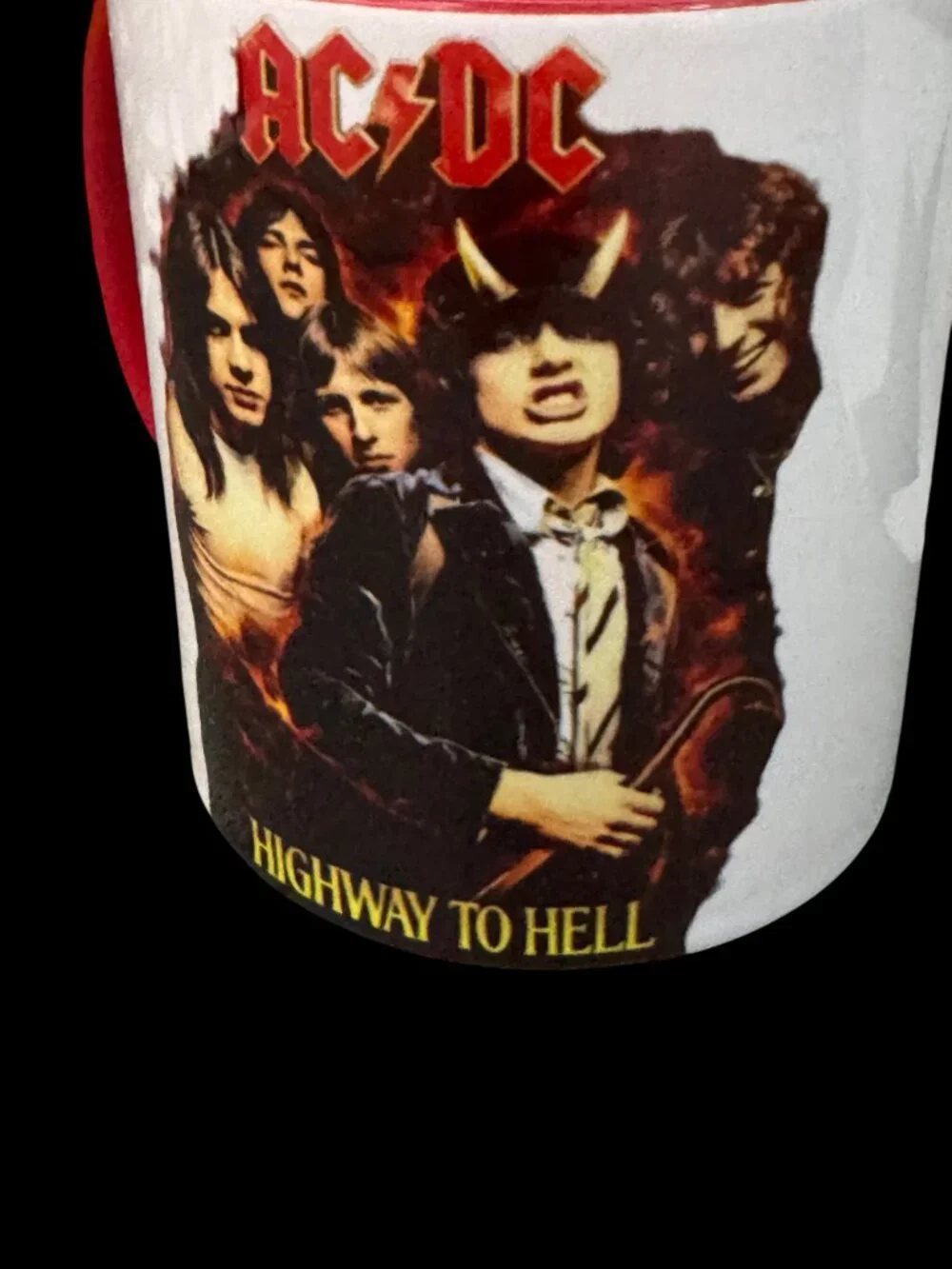 AC/DC Highway to Hell Coffee Mug, White and Red, 11 oz, Rock Band Graphic
